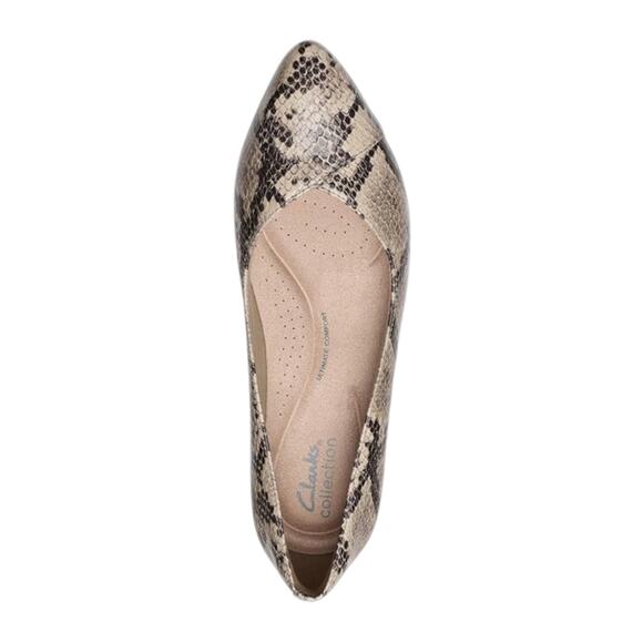 Clarks Women's Natalyn Wish Leather Ballet Flats Gray Snake Size 8 1/2 - Picture 4 of 5